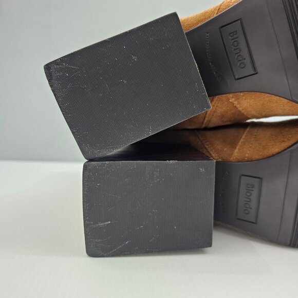 Blondo Salome Ankle Boot Womens 9 Cognac Brown Suede Waterproof Block Heel Fall - Picture 13 of 15